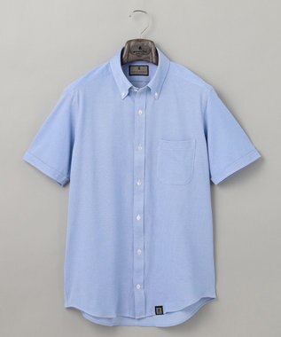 GOTAIRIKU 【吸汗速乾】クールマックス鹿の子 半袖ビズシャツ_ボタンダウン サックスブルー系