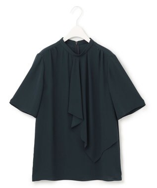 ICB 【洗える】 Back Satin Amunzen フリルブラウス パイングリーン系
