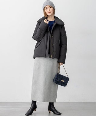 23区 L 【一部店舗限定/滝沢眞規子さん着用/撥水加工】ミリタリー Aライン ダウンコート グレー系