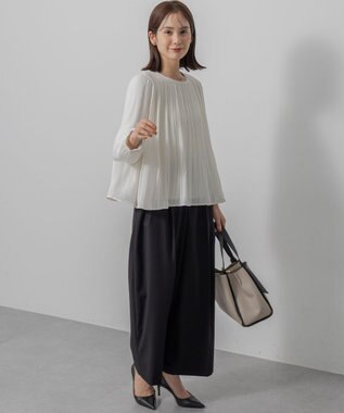 組曲 S 【WEB限定】ジョーゼットシフォンプリーツ ブラウス アイボリー系