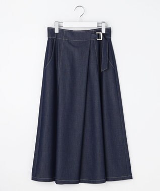 ANY SIS シャンブレーベルティッド スカート シャンブレーブルー