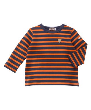  ボーダー柄 ワンポイント長袖Tシャツ