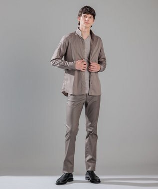 JOSEPH HOMME 80/2 オックス　ウイングカラーシャツ ダークベージュ系