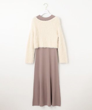 ANY SIS 【2SET】シャギー ニット × ワンピース セット モカピンク