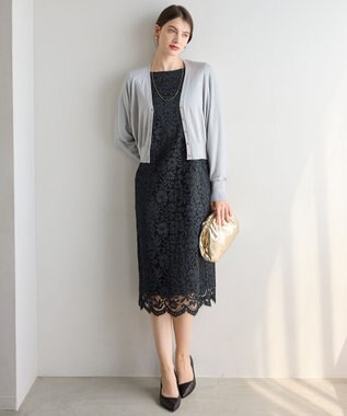 23区 【APPLAUDIR】シャイニーフラワーレース ドレス ブラック系