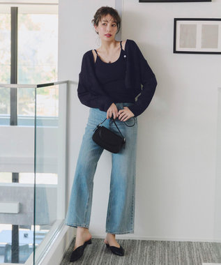 Tiaclasse 【洗える】クロシェニットカーディガン カーディガン ネイビー