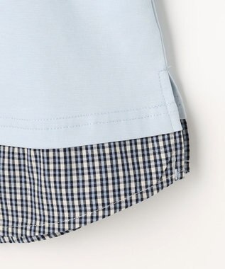 組曲 KIDS 【110-140㎝】 ミニチェック レイヤードトップス サックスブルー