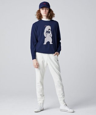 PW CIRCULUS 【MEN】【洗える】ベアスタンドモチーフ ラグランスリーブ クルーネック ニット ネイビー系