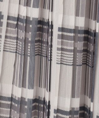 Feroux 【洗える】プリーツ ワンピース ネイビー系（チェック柄）