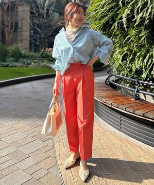 UNFILO 【VERY.3月号掲載/洗える/ストレッチ】ハイウエストカラーパンツ オレンジ