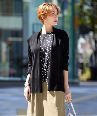 ICB L 【接触冷感・洗える】PINION ショートカーディガン ブラック系