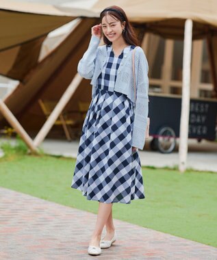 Tiaclasse 【洗える】クロシェニットカーディガン カーディガン サックス