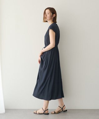 YECCA VECCA ギャザードロストワンピース Navy