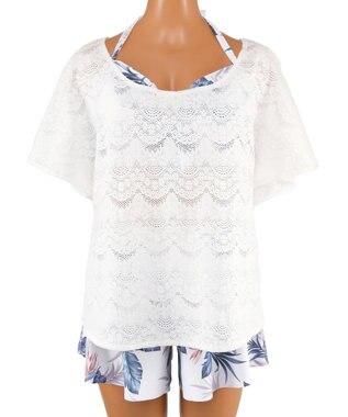 San-ai Resort（三愛水着楽園） 【新色ホワイト＆パープル入荷】４点セット水着　9M・11L【San-ai Resort（サンアイリゾート）】 ブルー