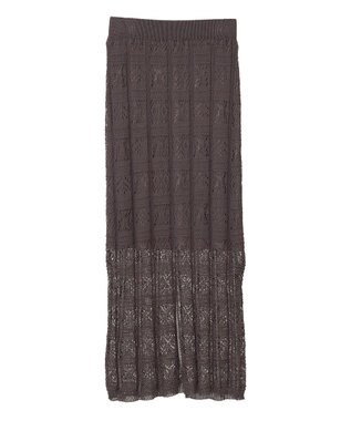 Green Parks 透かし柄ニットレースＩラインスカート Brown