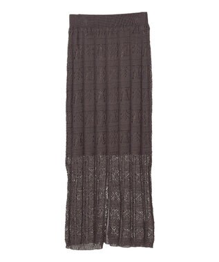 Green Parks 透かし柄ニットレースＩラインスカート Brown