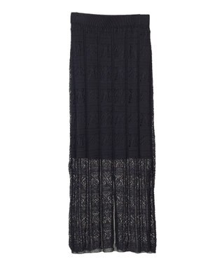 Green Parks 透かし柄ニットレースＩラインスカート Black