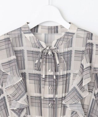 Feroux 【洗える】プリーツ ワンピース ネイビー系（チェック柄）