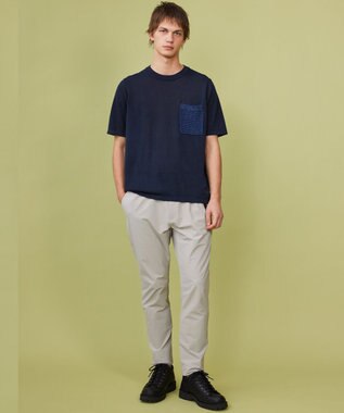 JOSEPH ABBOUD MOUNTAIN 【エコ素材・軽量・通気性・速乾性】ペーパーヤーンニット Ｔシャツ ネイビー系