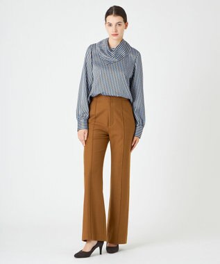 BEIGE， MABILLON / スカーフブラウス Sax x Brown