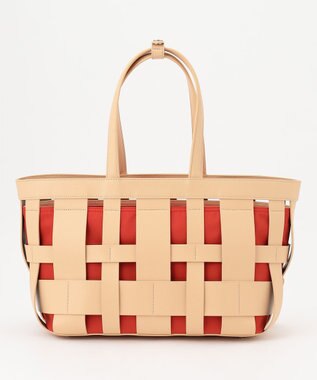 Y'SACCS 【リサイクルレザー】メッシュかごバッグ　large ナチュラル×オレンジ