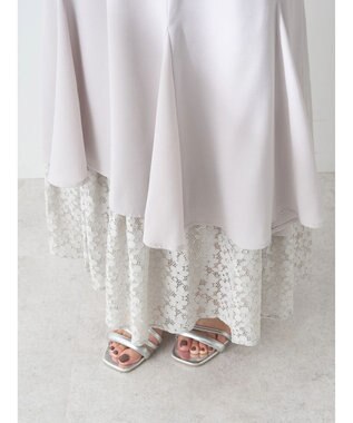 earth music&ecology レースヘムスカート Gray Beige