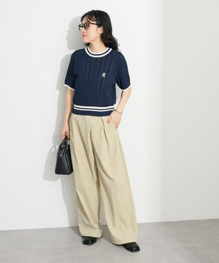 CRAFT STANDARD BOUTIQUE 別注/BHPC 刺繍ケーブル編みニット Navy