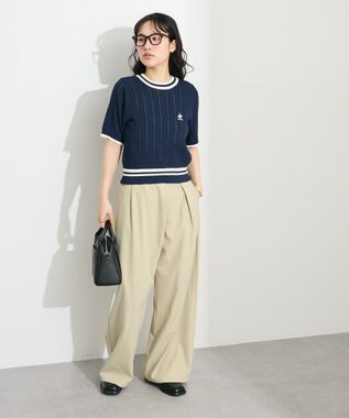 CRAFT STANDARD BOUTIQUE 別注/BHPC 刺繍ケーブル編みニット Navy