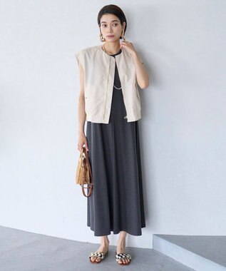 UNFILO 【STORY×UNFILOコラボ】MA-1ジレ付き ワンピース エクリュ×グレージュ