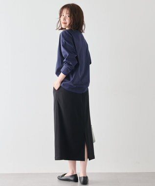 ANY 【洗濯機可】ジョーゼット裏起毛Vネックプルオーバー ネイビー