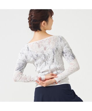 Chacott 【ノーソーイングニット】レーシージップアップニットトップ パールグレー