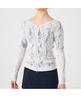 Chacott 【ノーソーイングニット】レーシージップアップニットトップ パールグレー