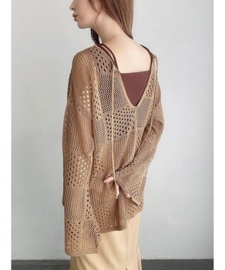 Green Parks ２ＷＡＹ透かし編みニットプルオーバー Beige