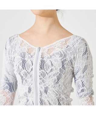 Chacott 【ノーソーイングニット】レーシージップアップニットトップ パールグレー