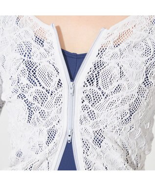 Chacott 【ノーソーイングニット】レーシージップアップニットトップ パールグレー