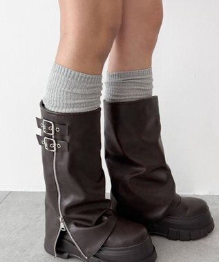 WEGO ローゲージゆるリブハイソックス ライトグレー