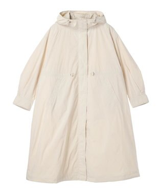 earth music&ecology テックフードロングコート Ecru