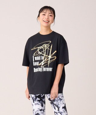 Chacott ダンスプリントオーバーＴシャツ ブラック