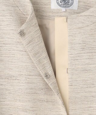 J.PRESS LADIES ライトツイードストレッチ ノーカラー ジャケット ベージュ系1