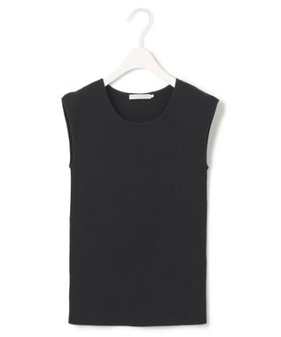 ICB L 【洗える】オーガニックコットンリブ ノースリーブニット ブラック系