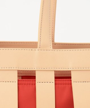 Y'SACCS 【リサイクルレザー】メッシュかごバッグ　large ナチュラル×オレンジ