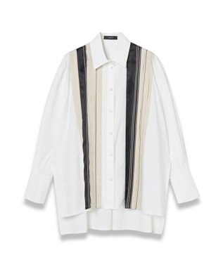 JOSEPH 【洗える】ポプリンカラーブロック　リラックスブラウス B&W Quail