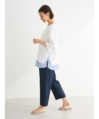 Green Parks 裾ドッキングレイヤー風７分袖プルオーバー Off White