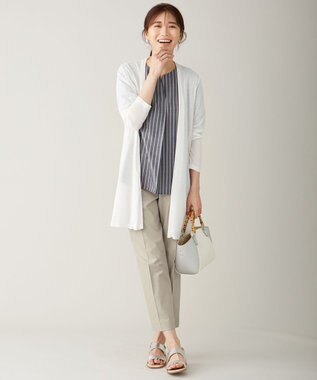 J.PRESS LADIES S 【シワになりにくい】コットンフィッティーシャーク テーパードパンツ ベージュ系