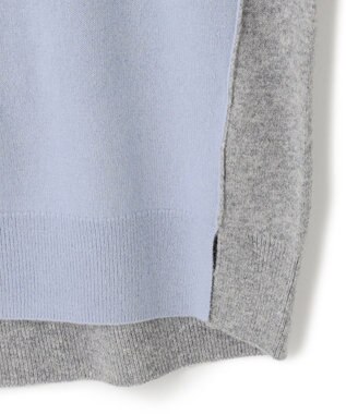 BEIGE， 【WEB限定・洗える】ROGAN / バイカラーウールハイネックニット Sax x L Gray