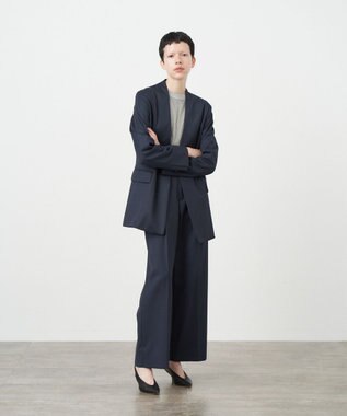 ATON COMPACT WOOL | ノーカラージャケット NAVY