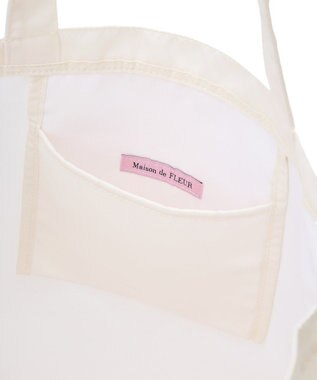 Maison de FLEUR サテンフリルスクエアトートバッグ Ivory