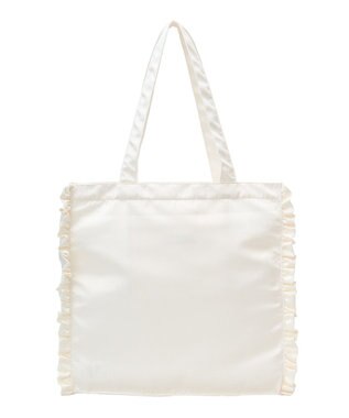 Maison de FLEUR サテンフリルスクエアトートバッグ Ivory