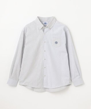 J.PRESS KIDS 【140-170cm】オックスフォード ストライプコンビシャツ グレー系1