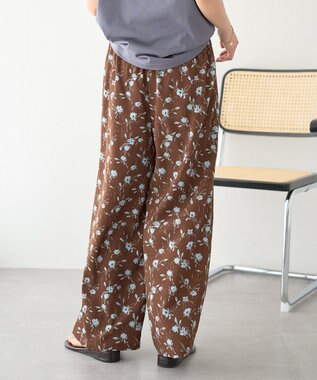 earth music&ecology フラワーリラックスパンツ Brown